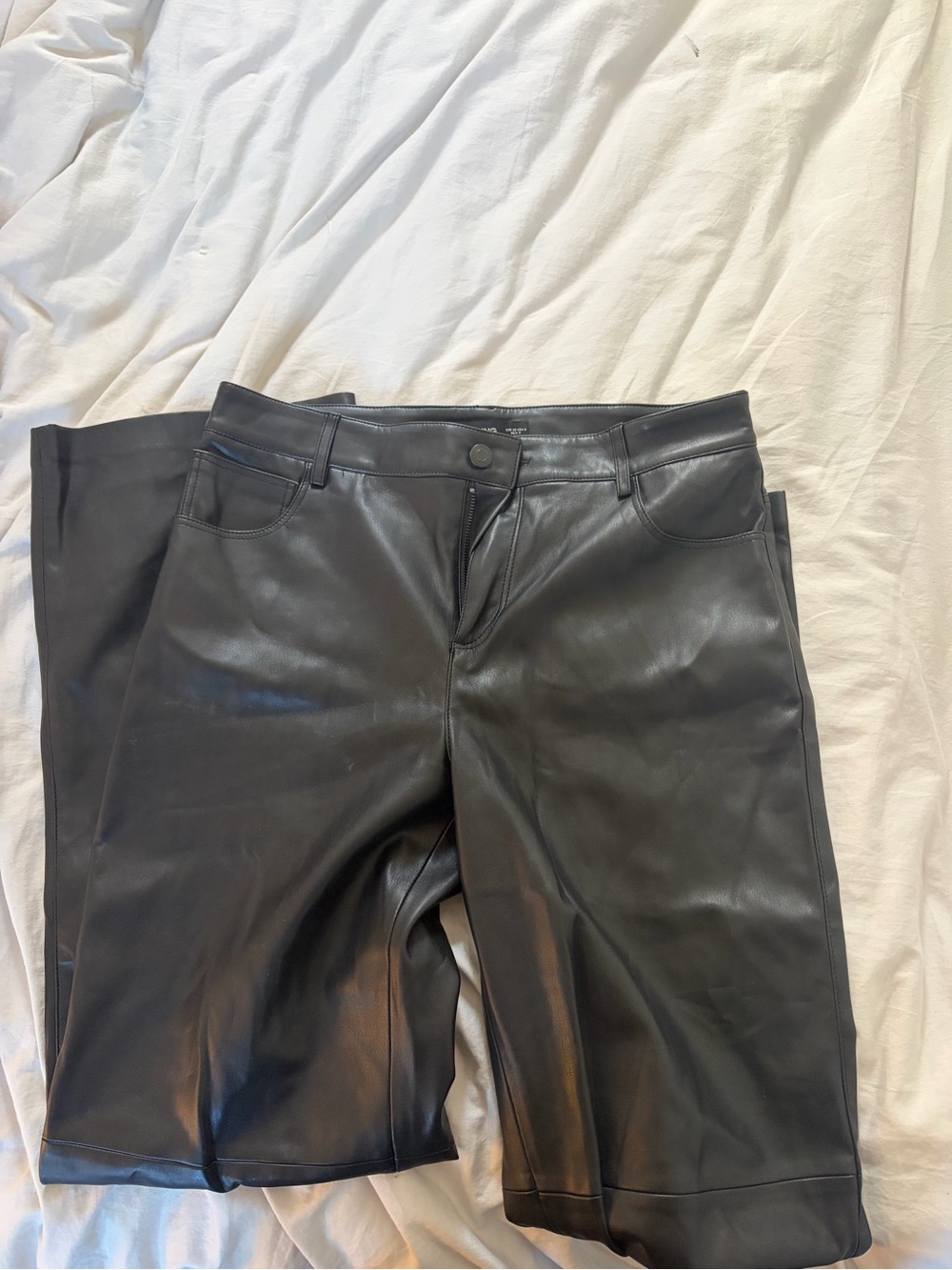Mango Black Faux Leather Pants